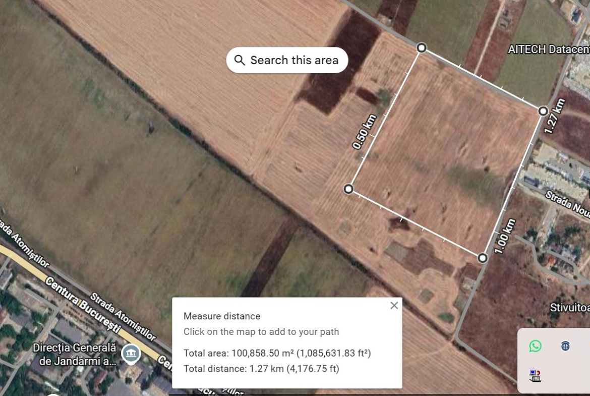 Teren intravilan 105.000 mp Magurele strada Fermei