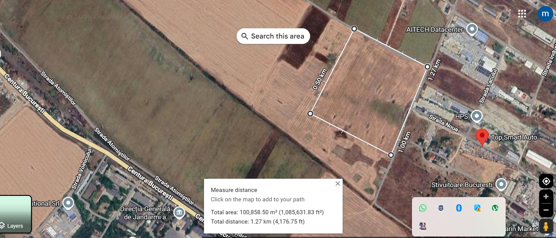 Teren intravilan 105.000 mp Magurele strada Fermei