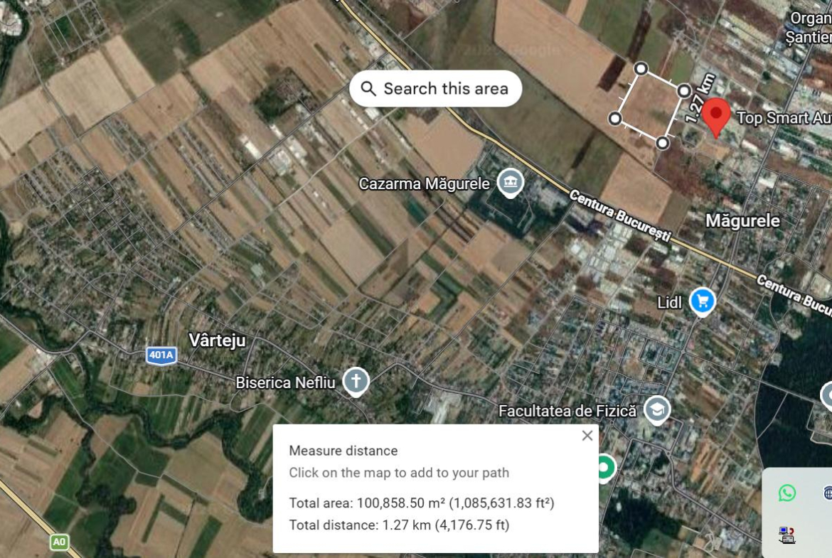Teren intravilan 105.000 mp Magurele strada Fermei