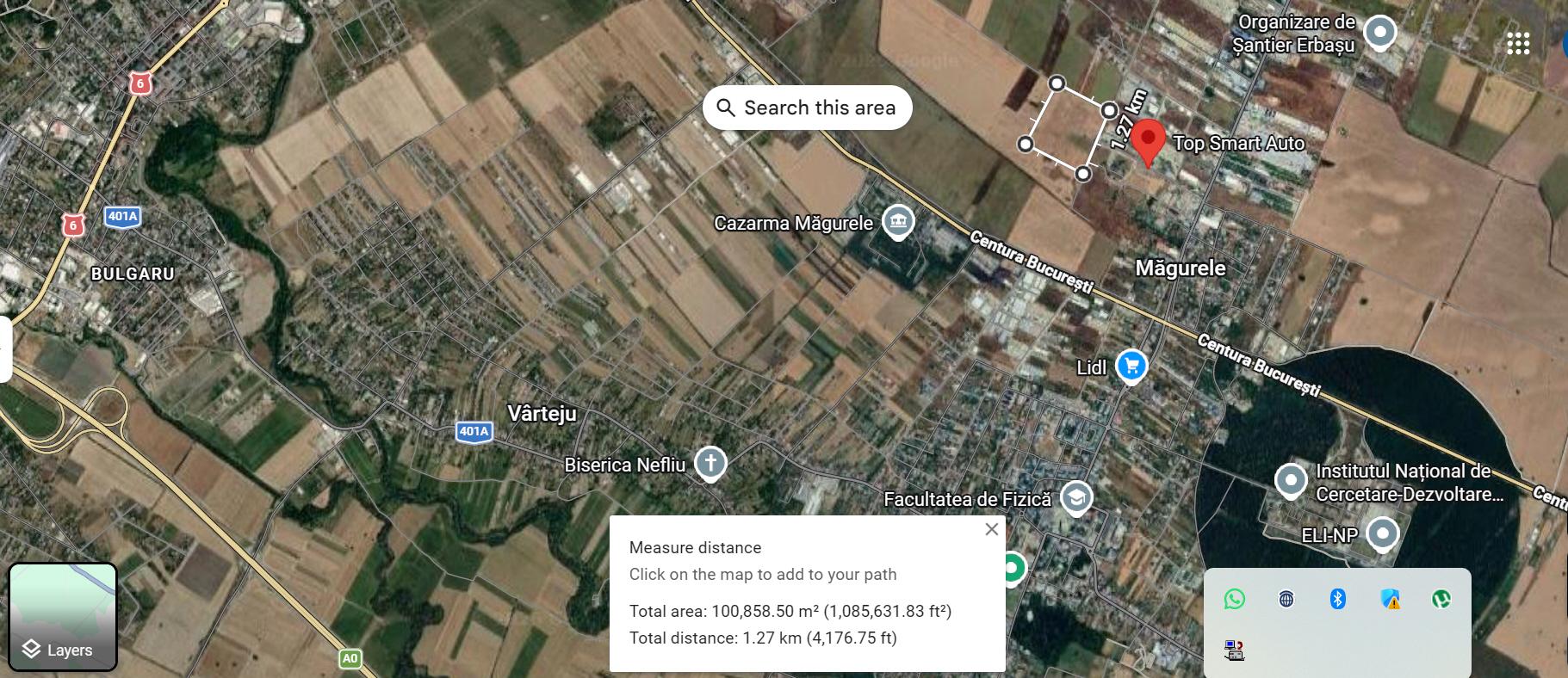 Teren intravilan 105.000 mp Magurele strada Fermei